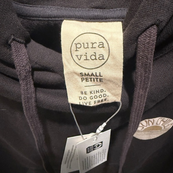 Pura Vida Sun Child NWT Hoodie Vintage Black Pullover Women’s Small Graphic Boho - Picture 3 of 5